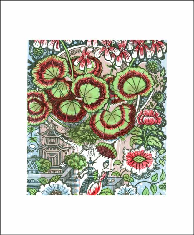 Greetings Card - Pelargonium : Angie Lewin