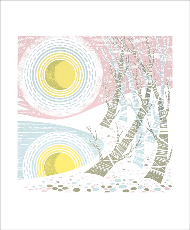 Greetings Card - The Moon and Trees : Angie Lewin