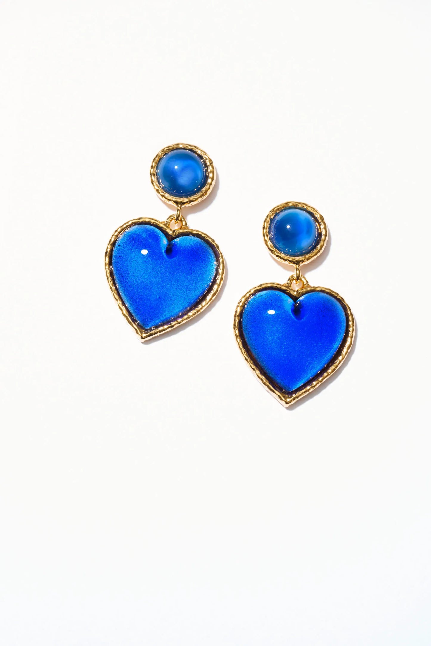 Philippe Ferrandiis Heart Drop Stud Earrings - Sapphire Blue