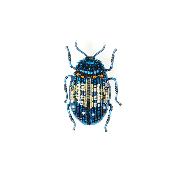 Embroidered Brooch - Blue Mint Beetle