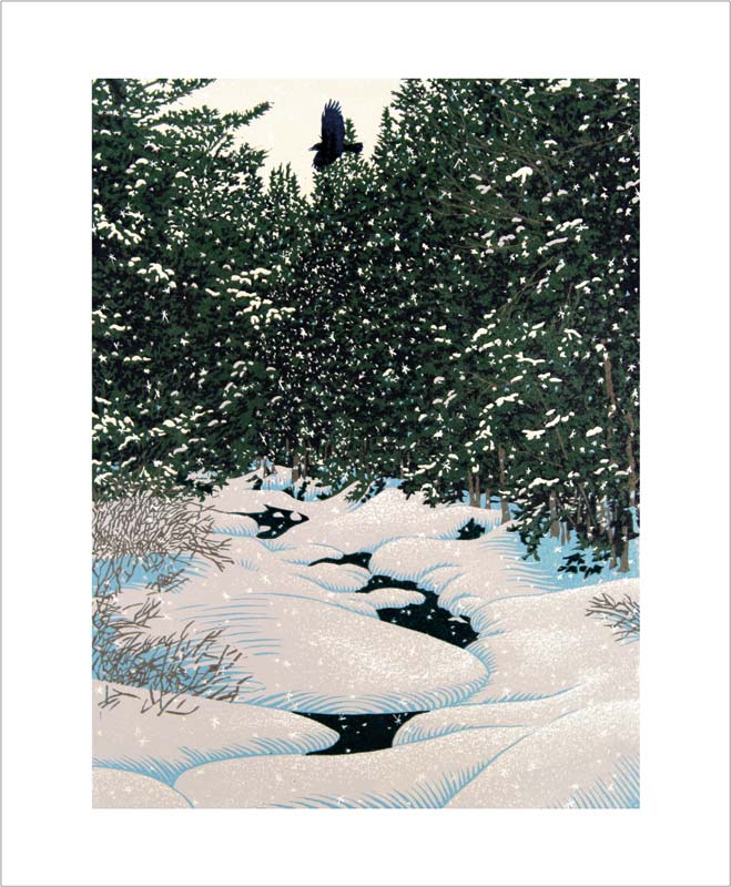 Greetings Card -Snowy Caw : William H Hayes